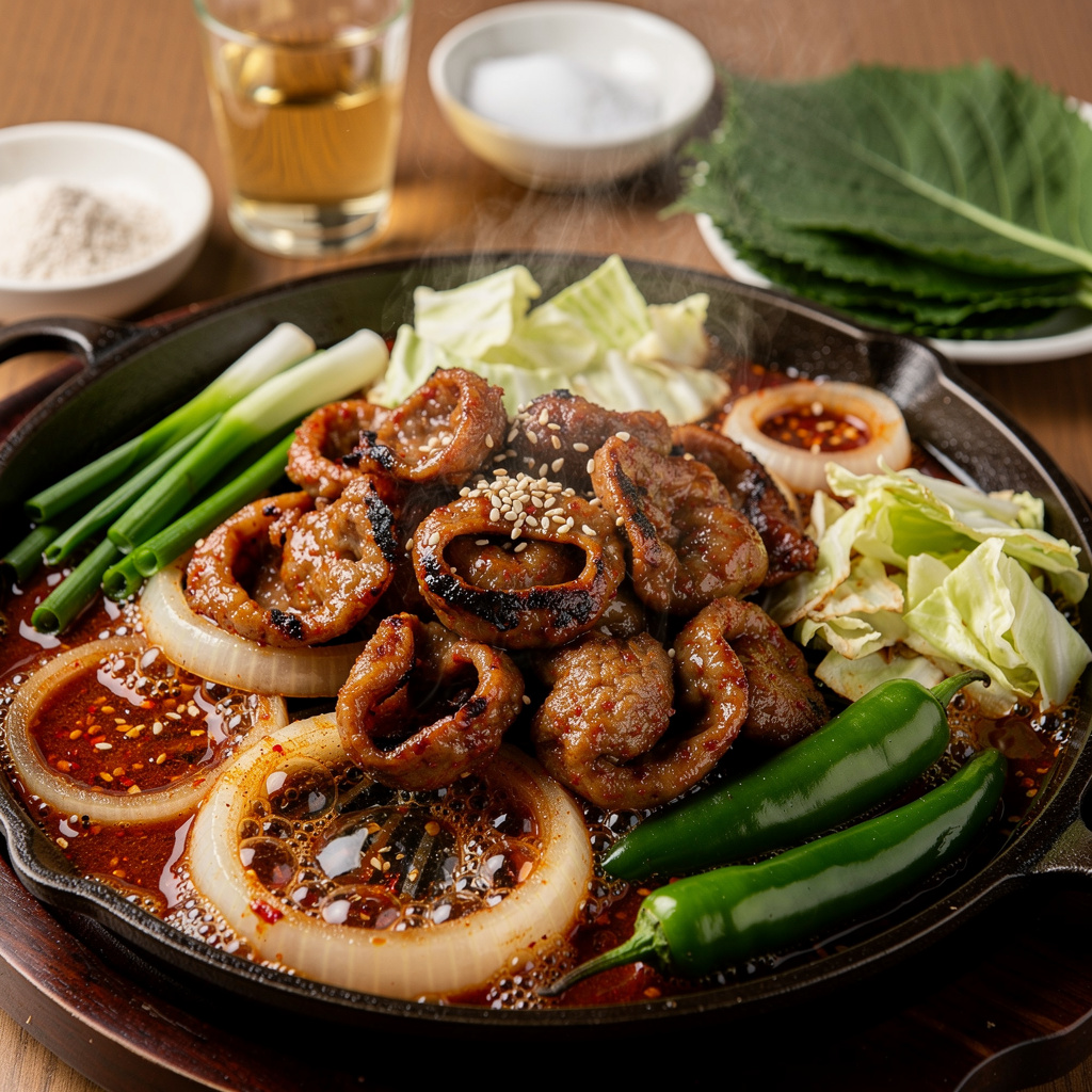 Korean Grilled Gopchang (Beef Intestines)