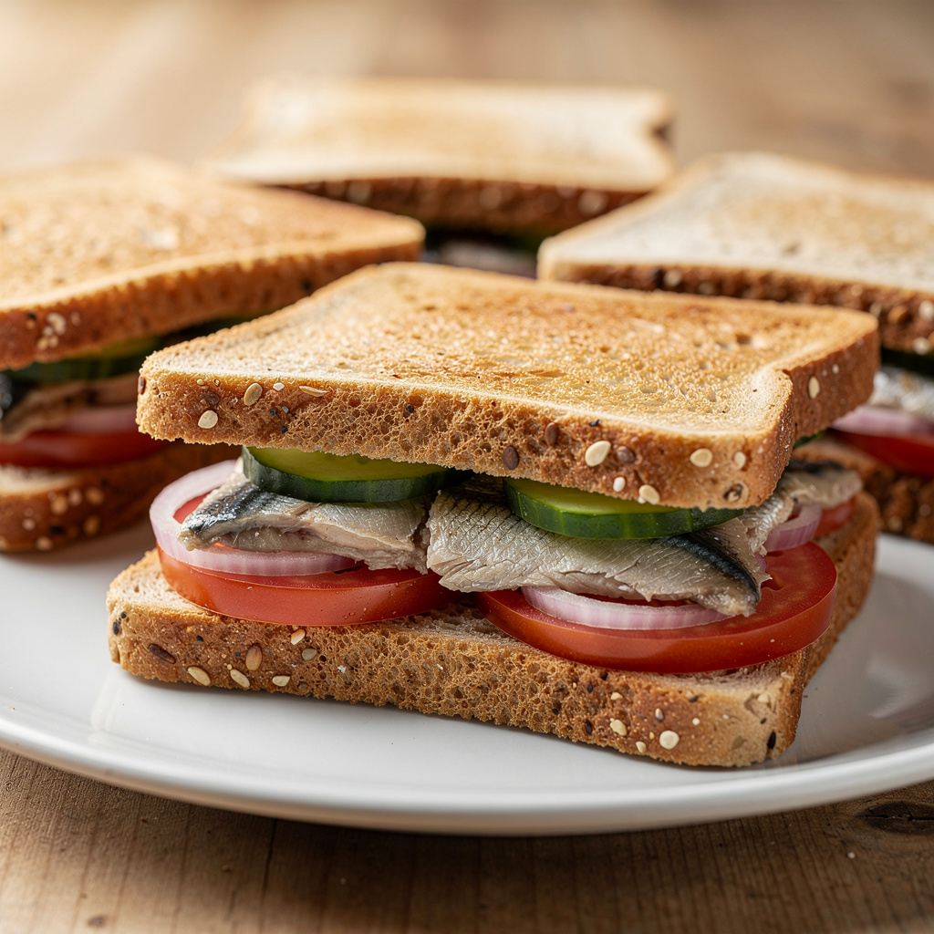 Sardine, Cucumber, and Tomato Sandwich