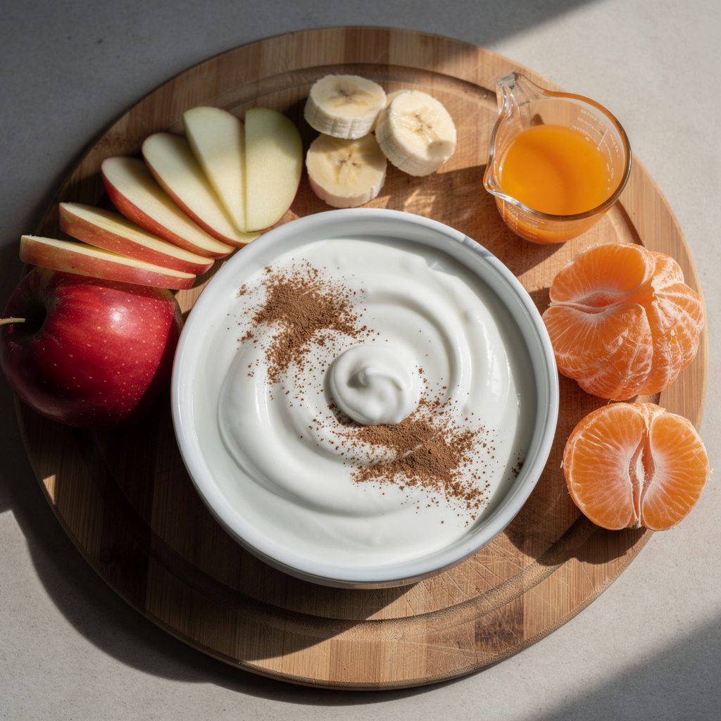 Fresh Fruit with Cinnamon Yogurt Dip