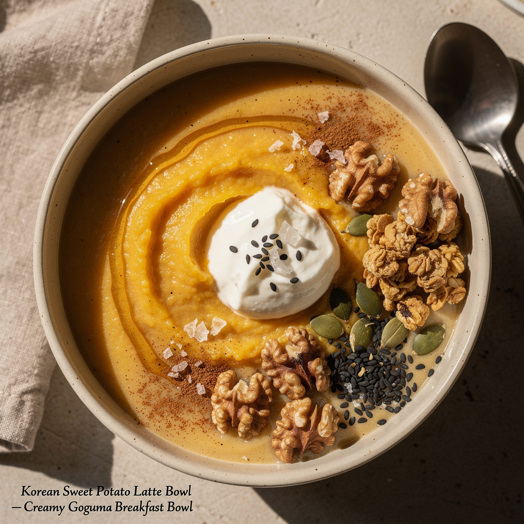 Korean Sweet Potato Latte Bowl — Creamy Goguma Breakfast Bowl