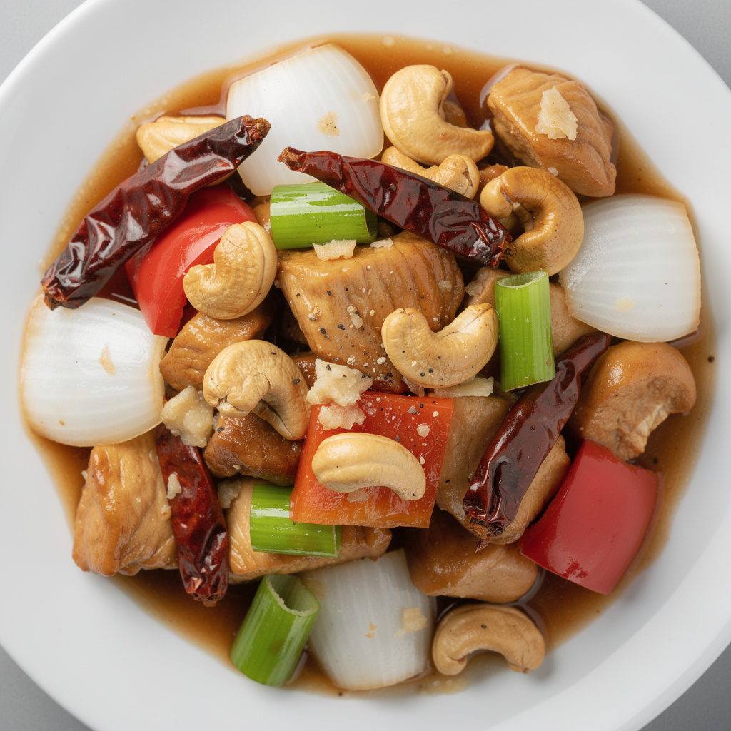 Golden Cashew Chicken with Roasted Chiles