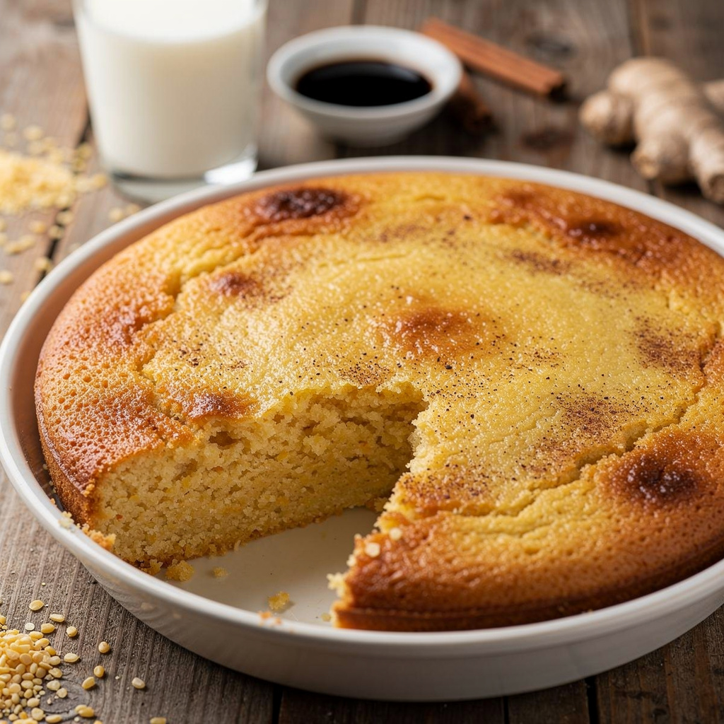 Sweet Cornmeal Pudding with Ginger and Cinnamon