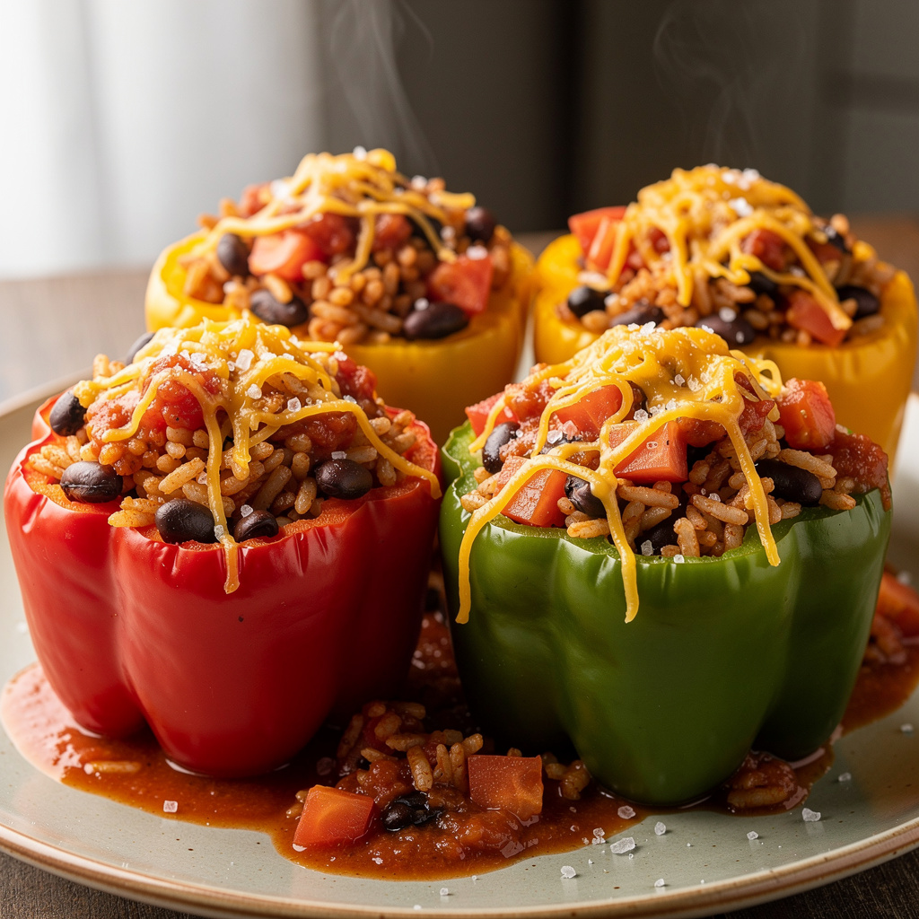 Peppers Stuffed with Rice and Beans