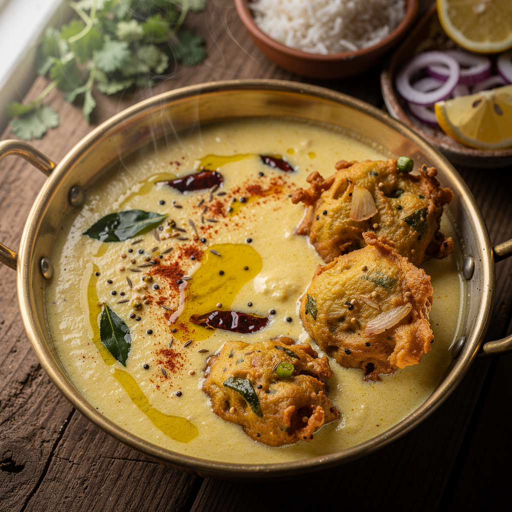 Tangy Yogurt Kadhi with Golden Pakoras