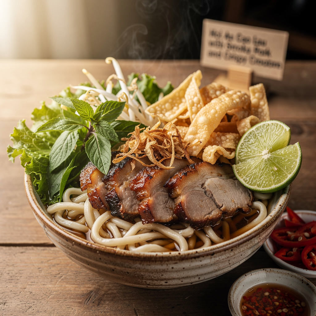 Hoi An Cao Lau with Smoky Pork and Crispy Croutons