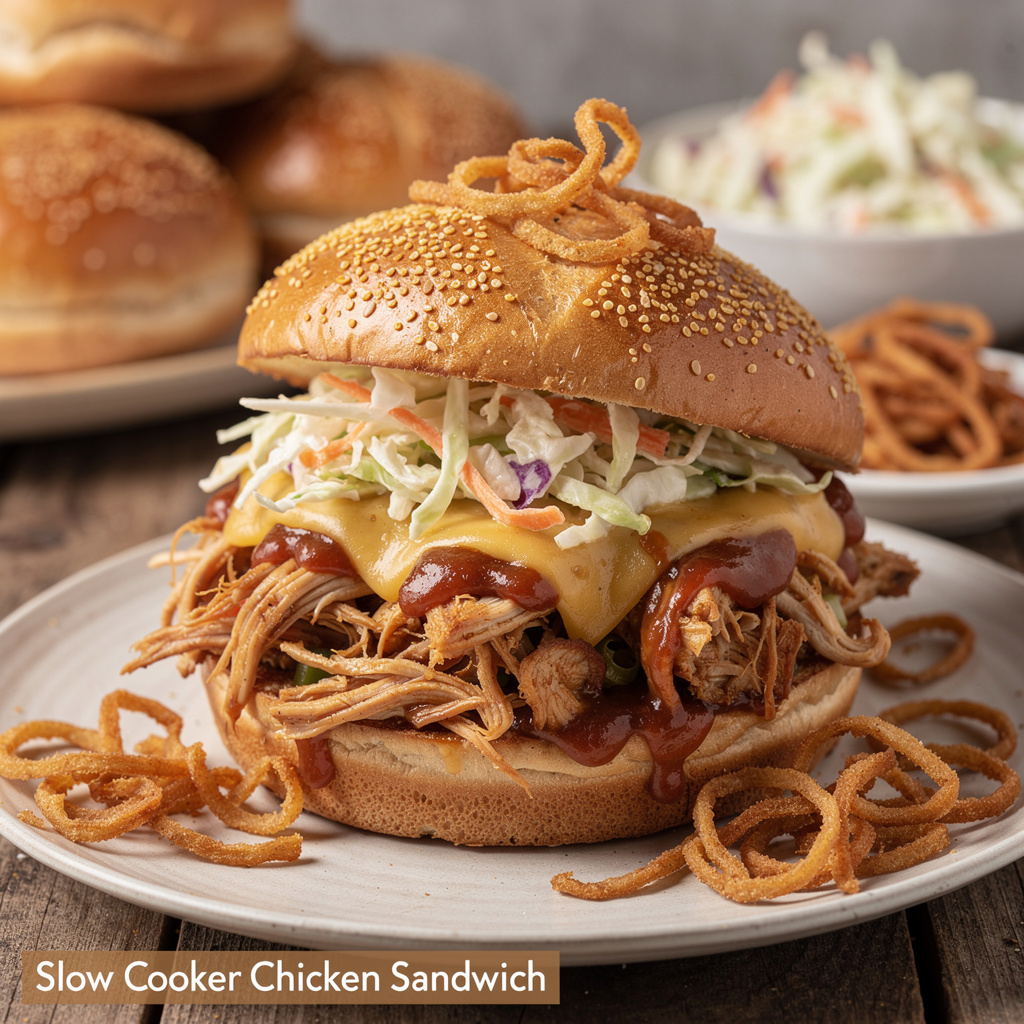 Slow Cooker Chicken Sandwich