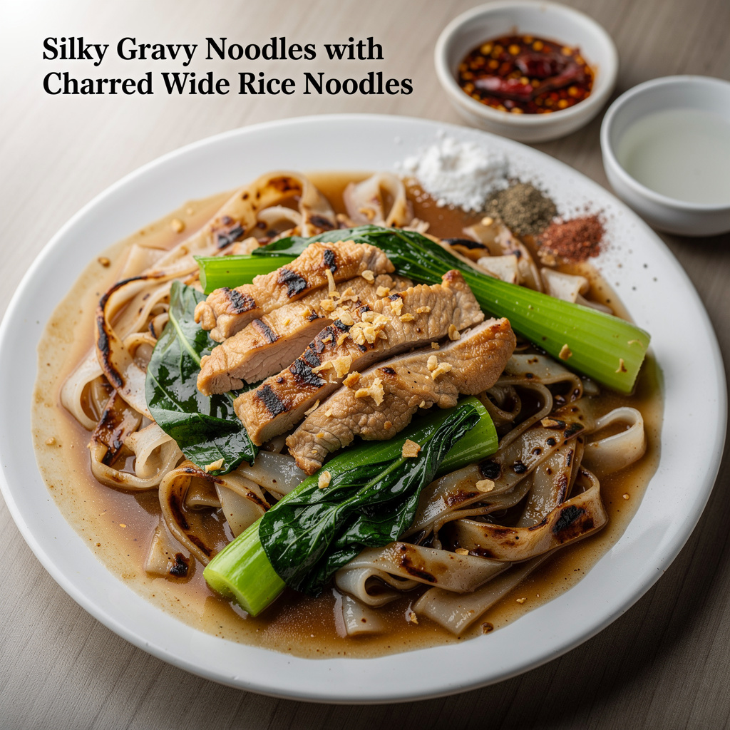 Silky Gravy Noodles with Charred Wide Rice Noodles