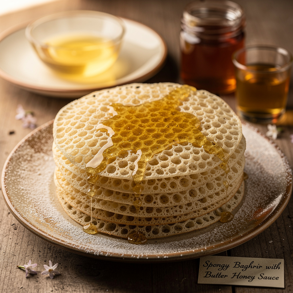 Spongy Baghrir with Butter-Honey Sauce