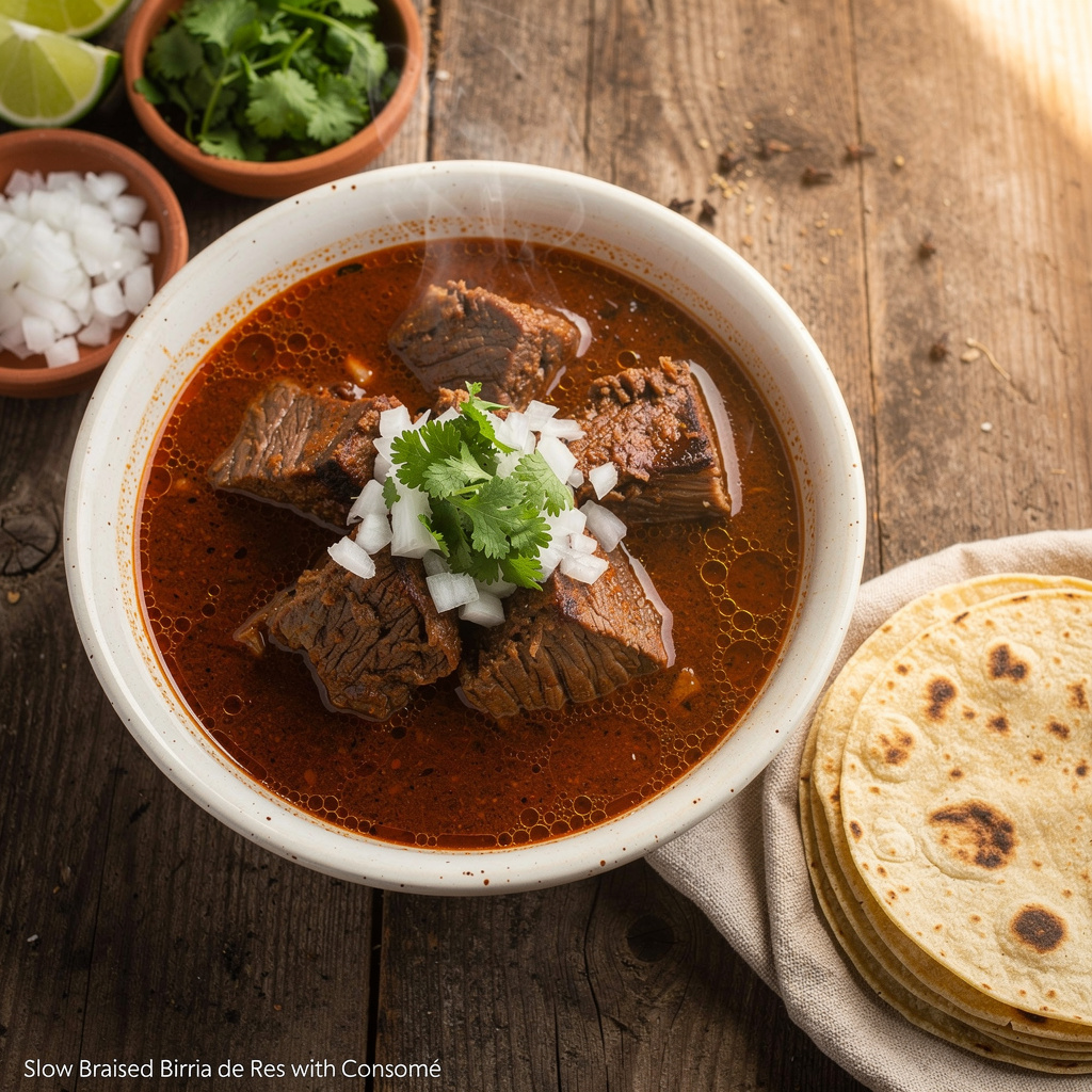 Slow-Braised Birria de Res with Consomé