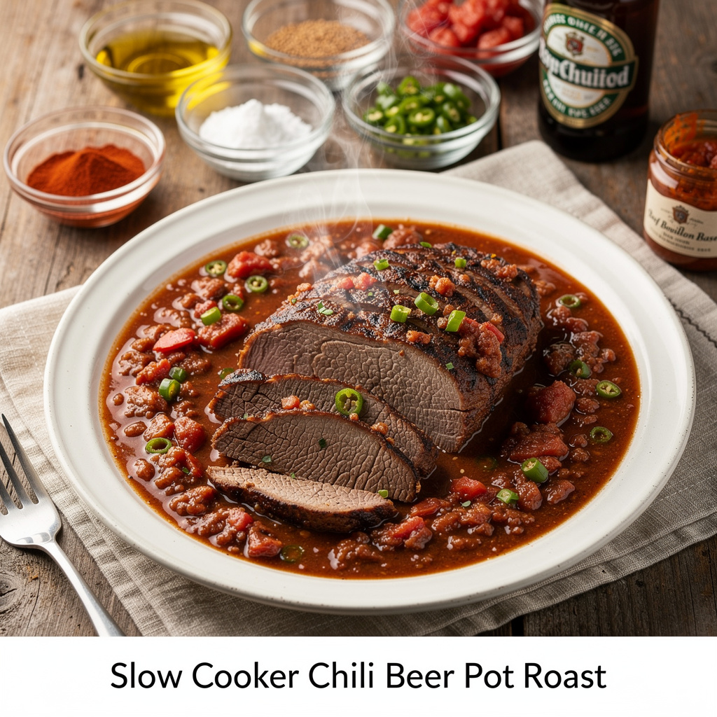 Slow Cooker Chili Beer Pot Roast