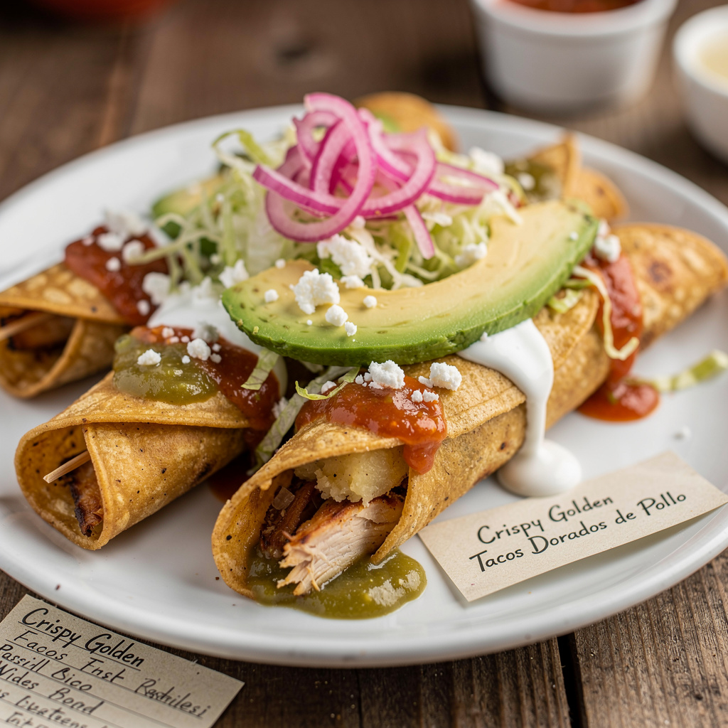 Crispy Golden Tacos Dorados de Pollo