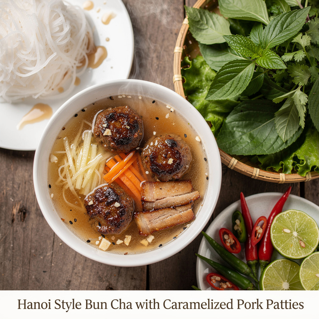 Hanoi-Style Bun Cha with Caramelized Pork Patties