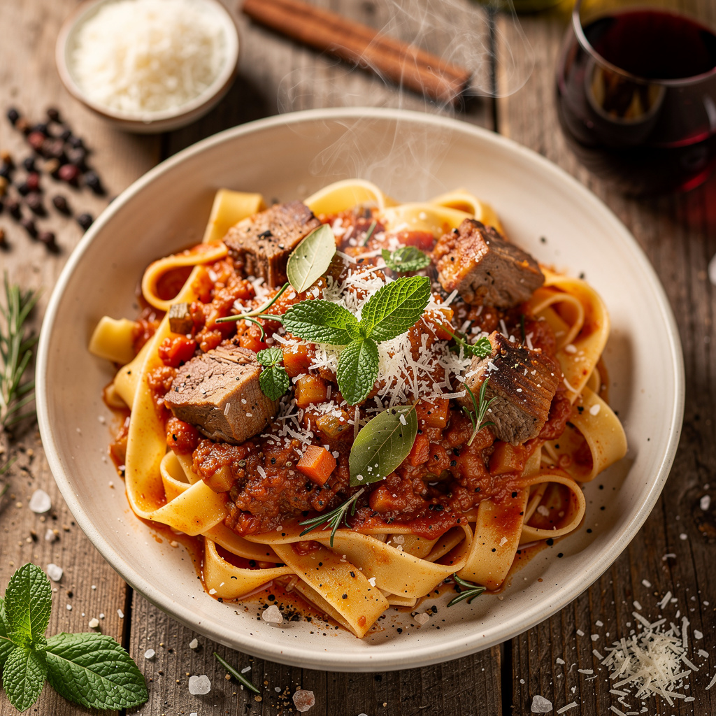 Tuscan Lamb Ragu with Torn Pappardelle and Mint