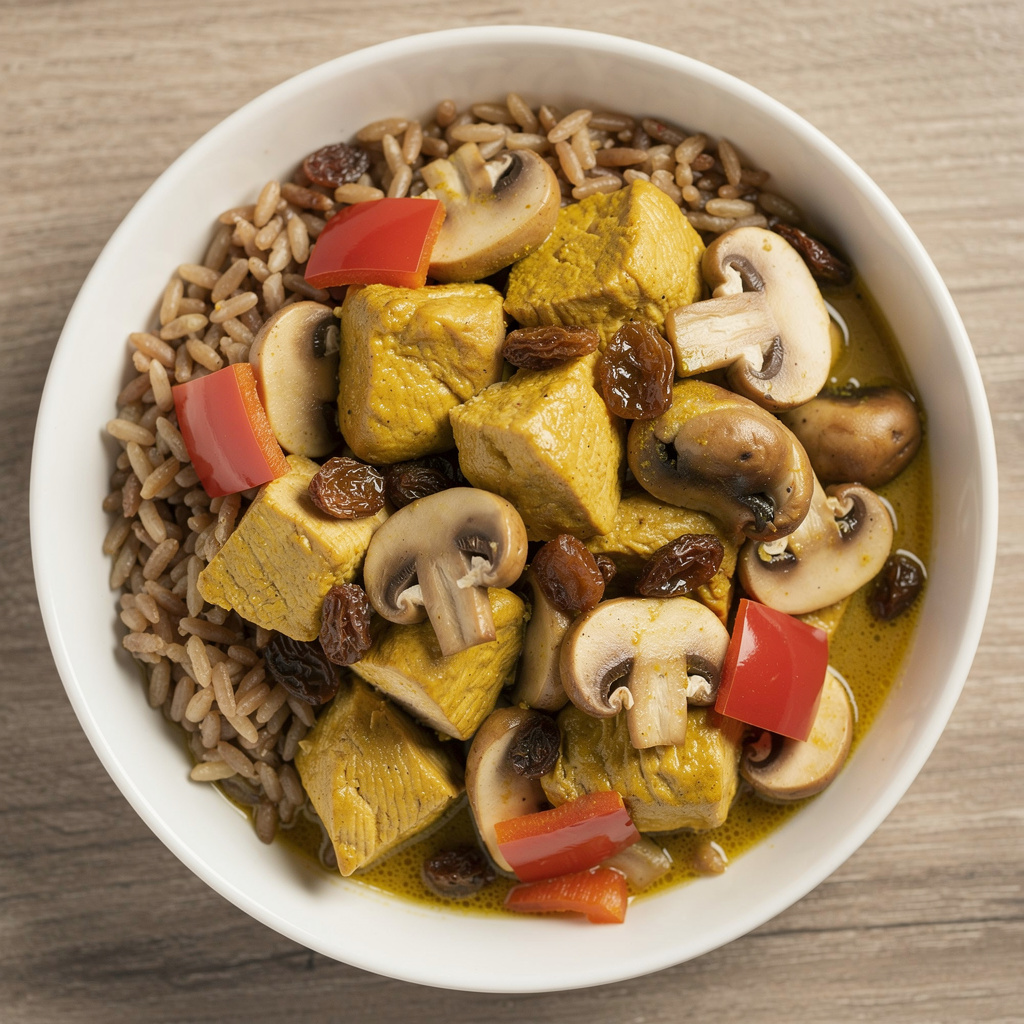 Curried Chicken with Raisins and Mushrooms