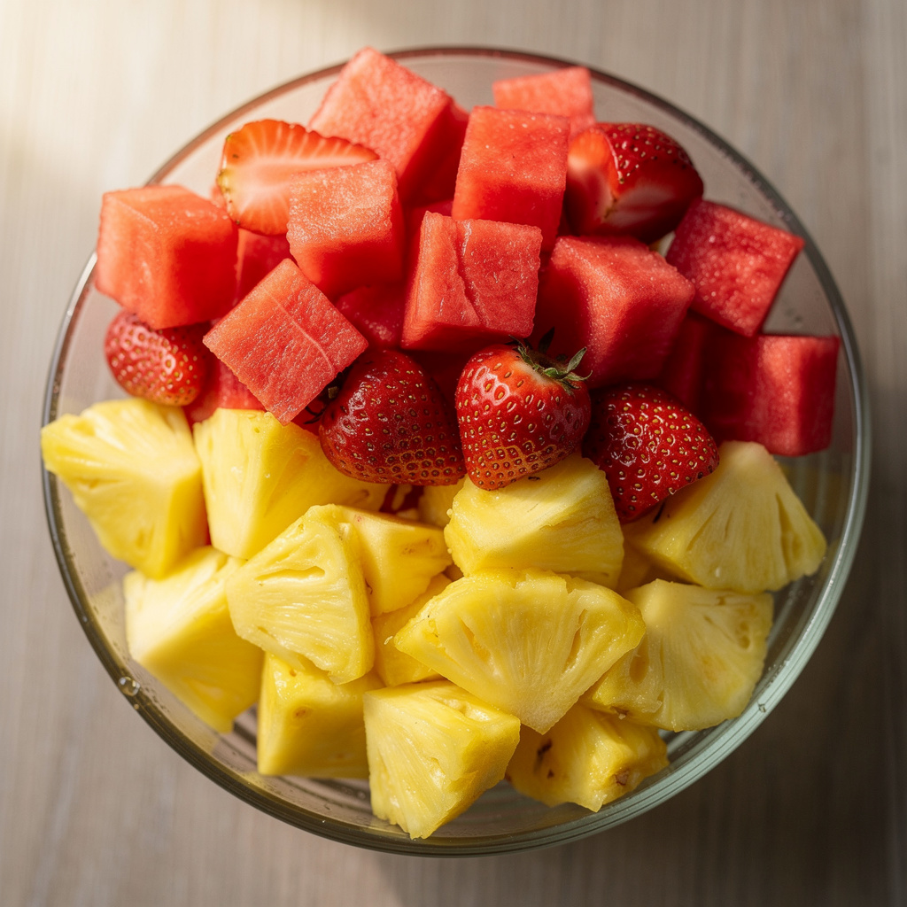 Strawberries, Watermelon, and Pineapple Salad