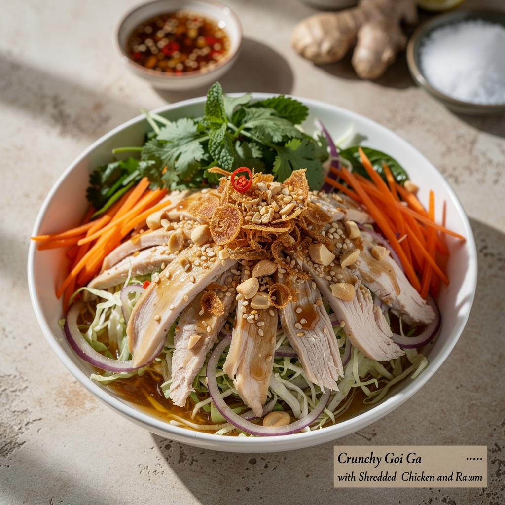 Crunchy Goi Ga with Shredded Chicken and Rau Ram