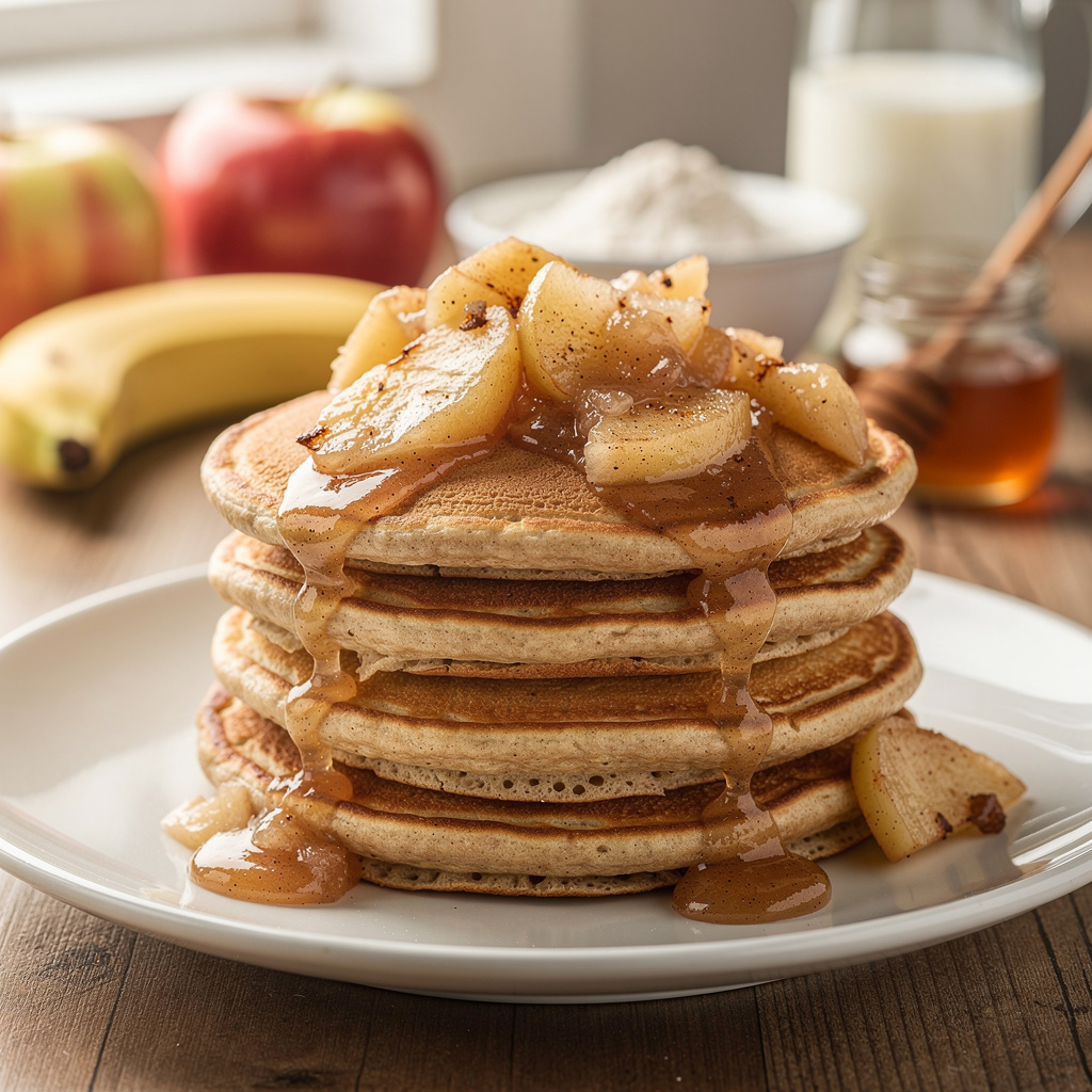 Banana Pancakes with Apple Topping