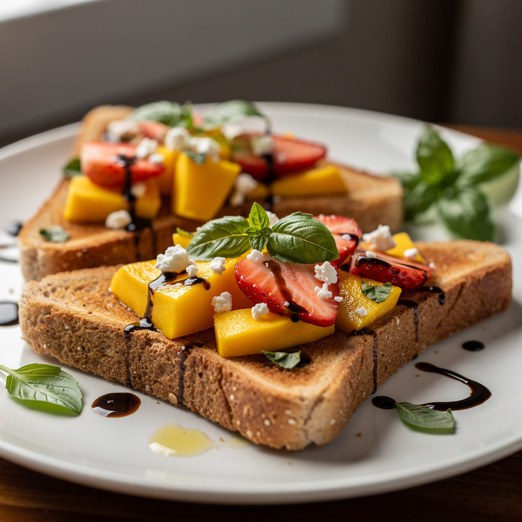 Strawberry Mango Feta Toast Points