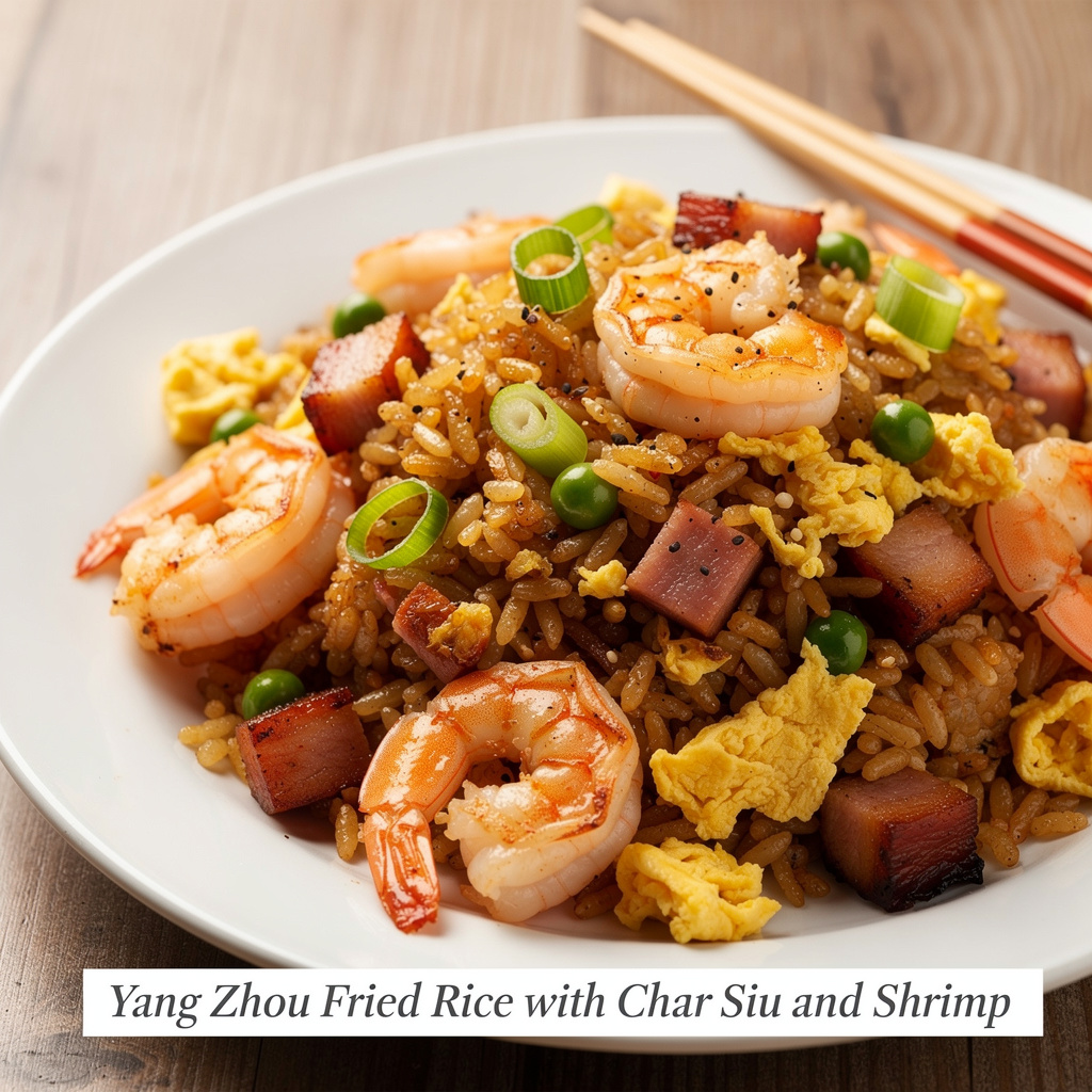 Yang Zhou Fried Rice with Char Siu and Shrimp