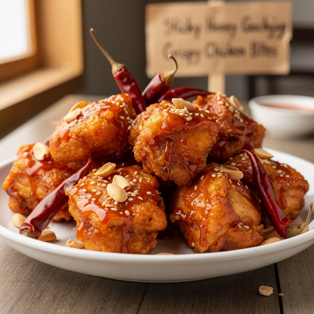 Sticky Honey-Gochujang Crispy Chicken Bites