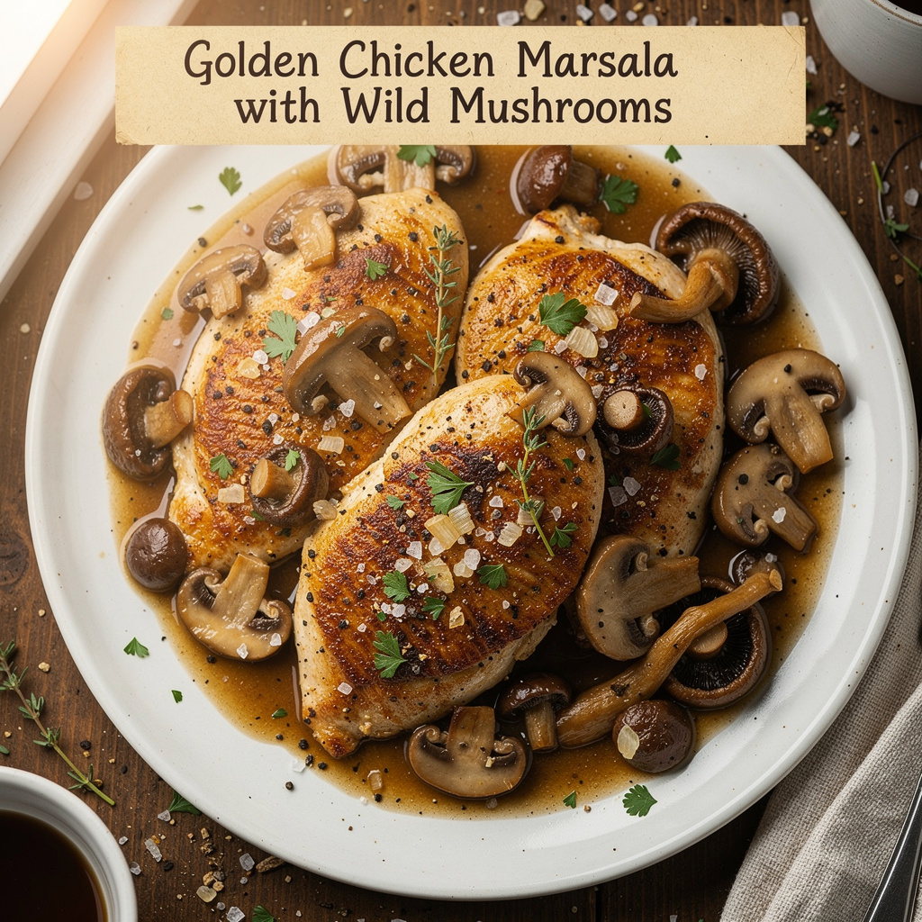 Golden Chicken Marsala with Wild Mushrooms
