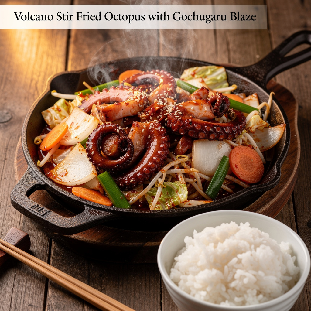 Volcano Stir-Fried Octopus with Gochugaru Blaze