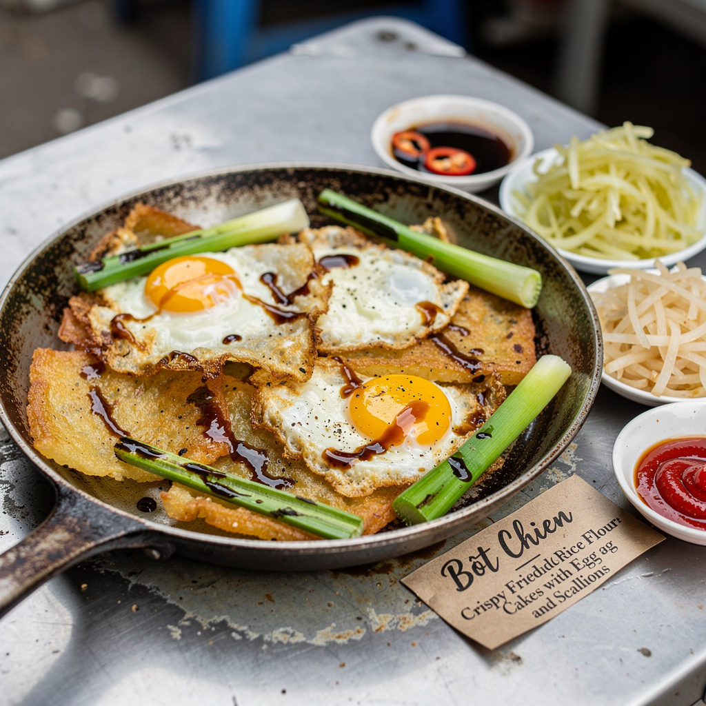 Bot Chien — Crispy Fried Rice Flour Cakes with Egg and Scallions