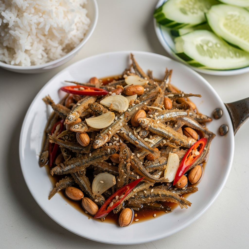 Crispy Fried Anchovies with Roasted Peanuts (Ca Com Chien)