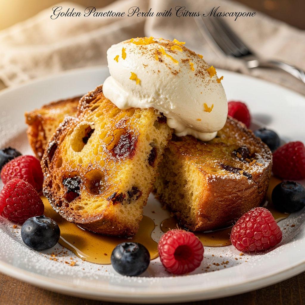 Golden Panettone Perdu with Citrus Mascarpone