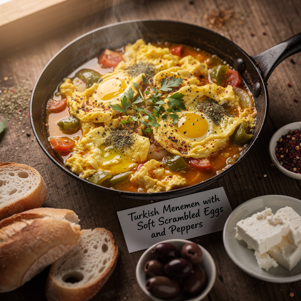 Turkish Menemen with Soft Scrambled Eggs and Peppers