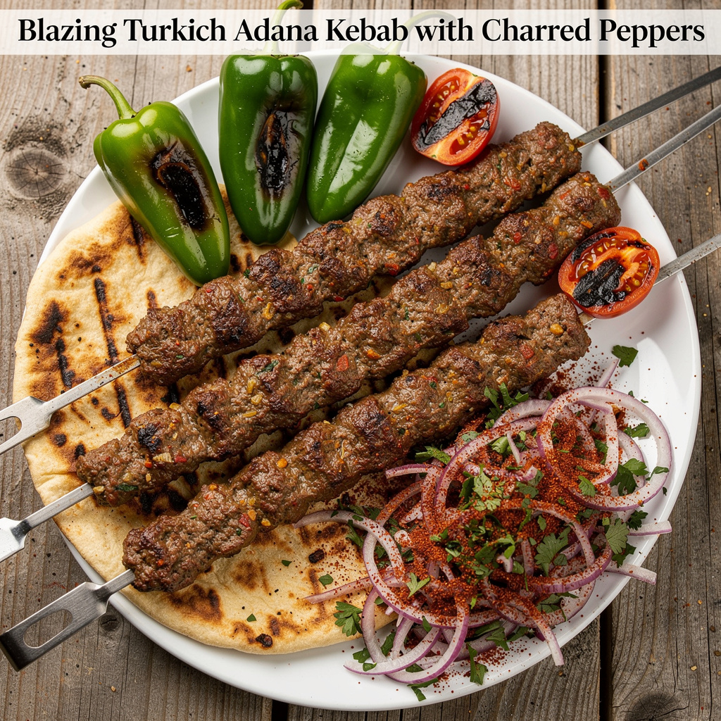Blazing Turkish Adana Kebab with Charred Peppers