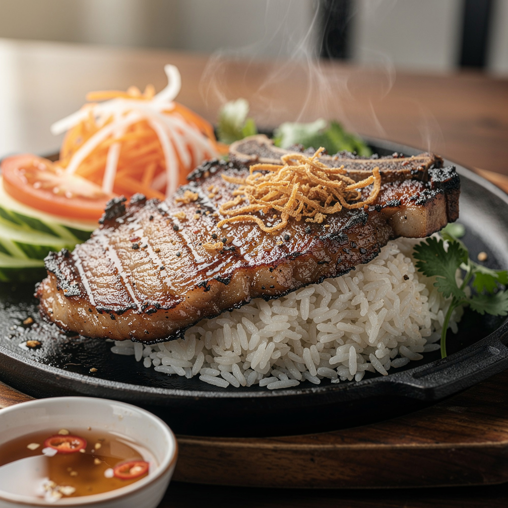 Sizzling Com Tam Suon with Chargrilled Pork Chop