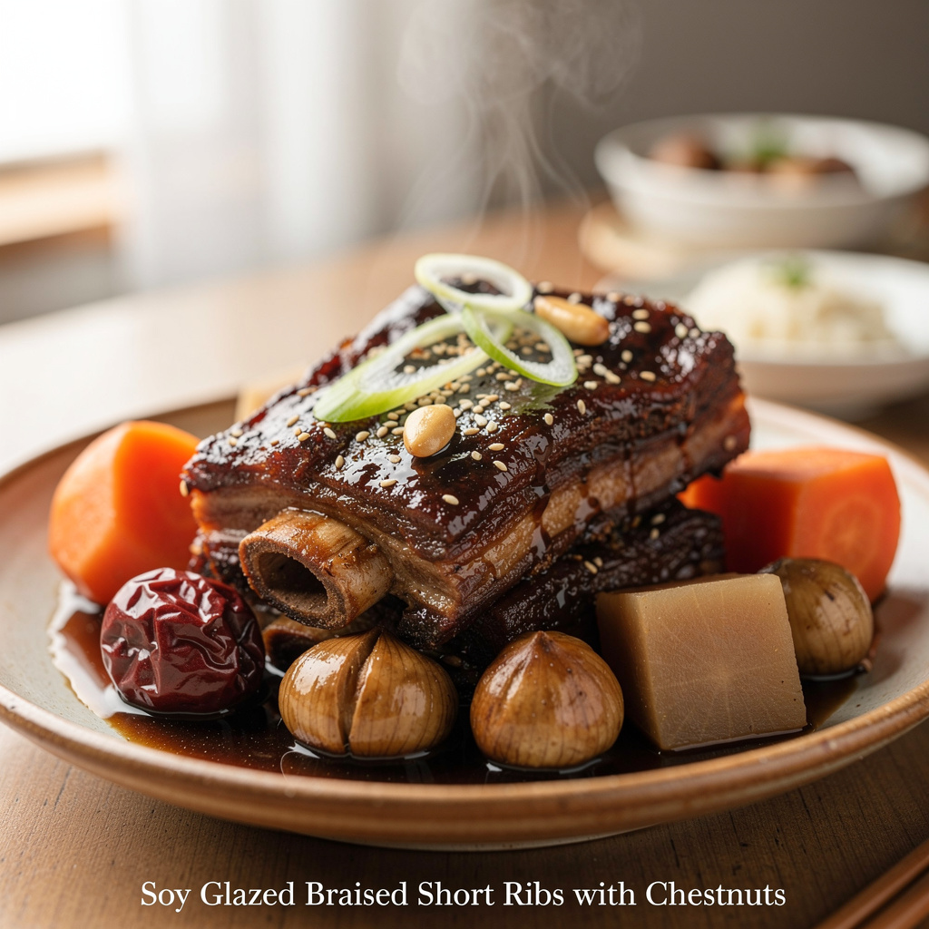 Soy-Glazed Braised Short Ribs with Chestnuts