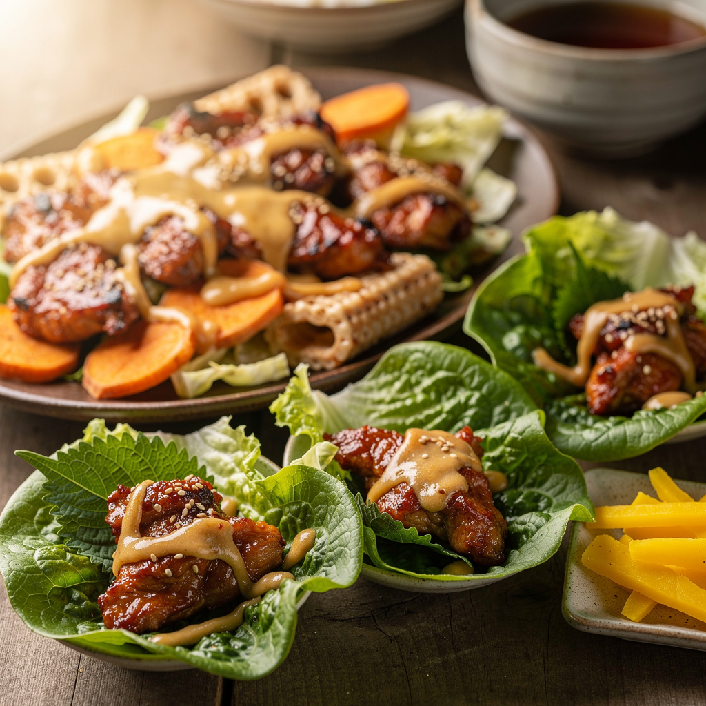 Smoky Gochujang Chicken Galbi Lettuce Wraps