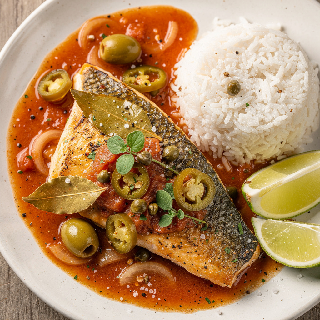 Pescado a la Veracruzana — Red Snapper in Olive-Caper Tomato Sauce