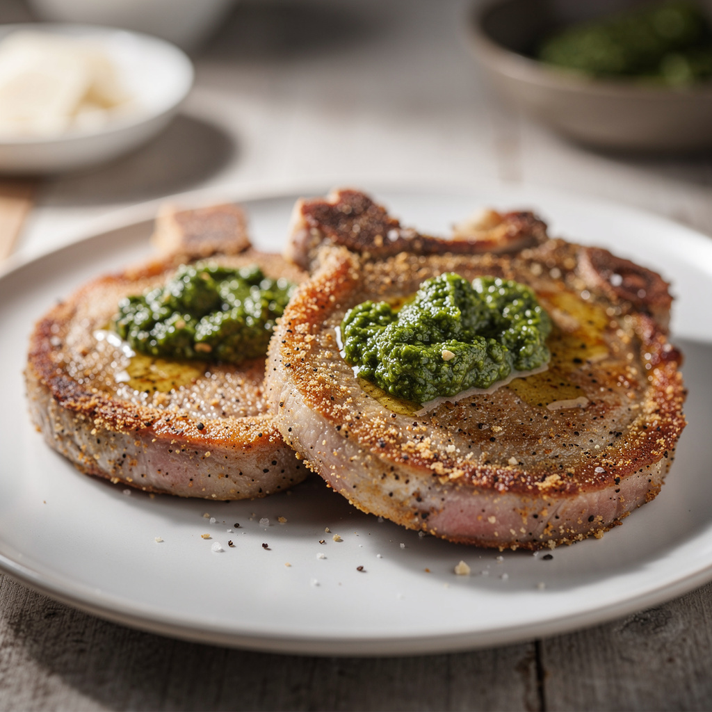 Parmesan Pork Chops with Pesto