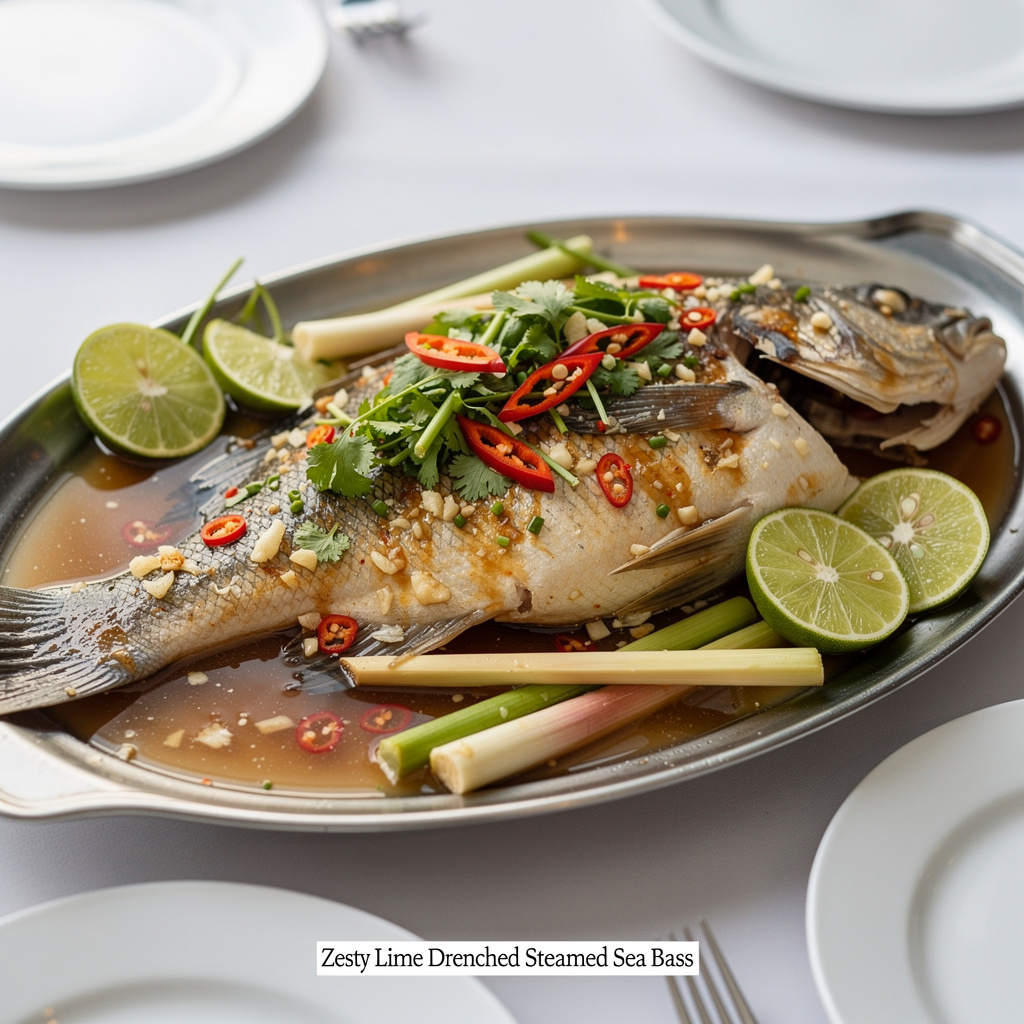 Zesty Lime-Drenched Steamed Sea Bass