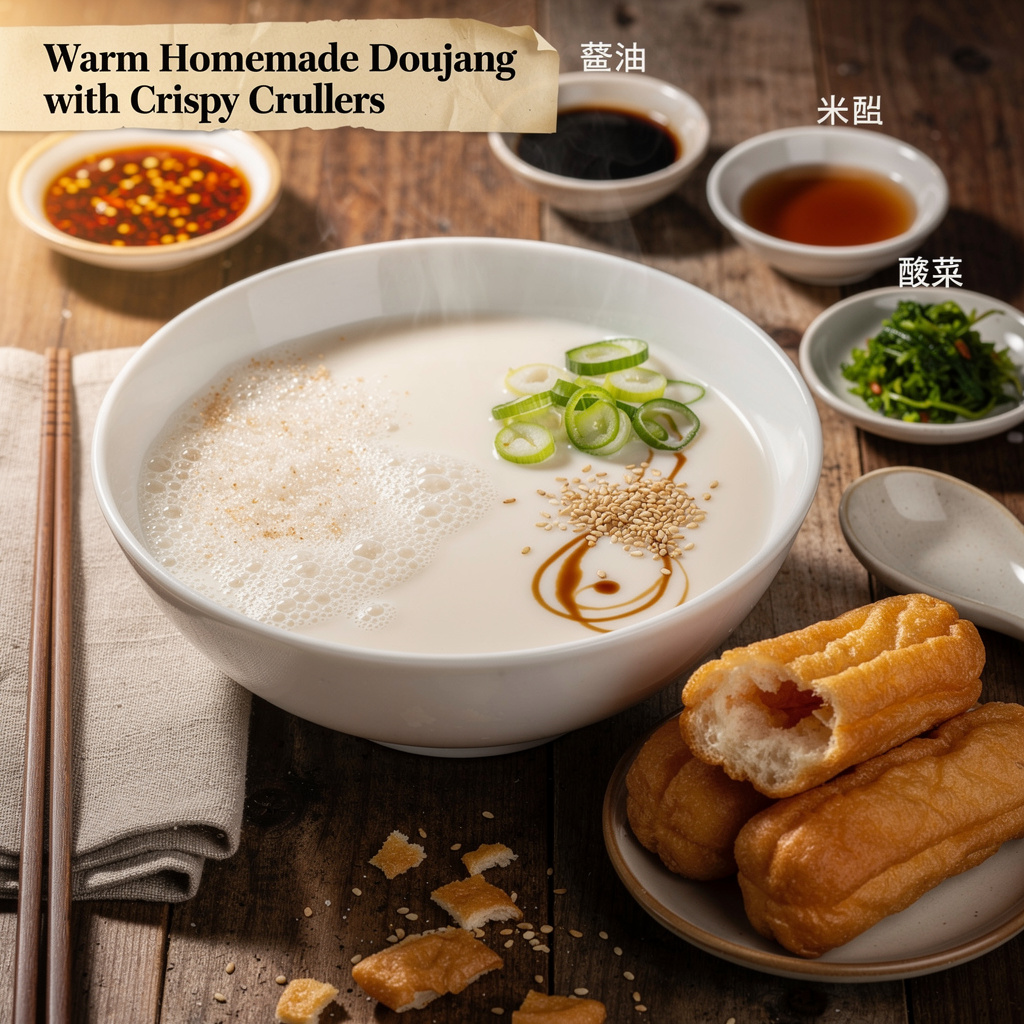 Warm Homemade Doujiang with Crispy Crullers