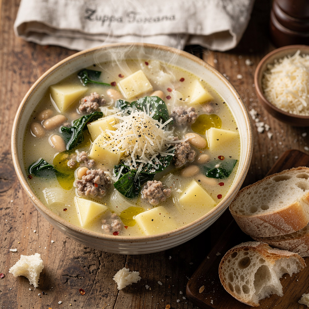 Rustic Zuppa Toscana with Sausage & Cavolo Nero