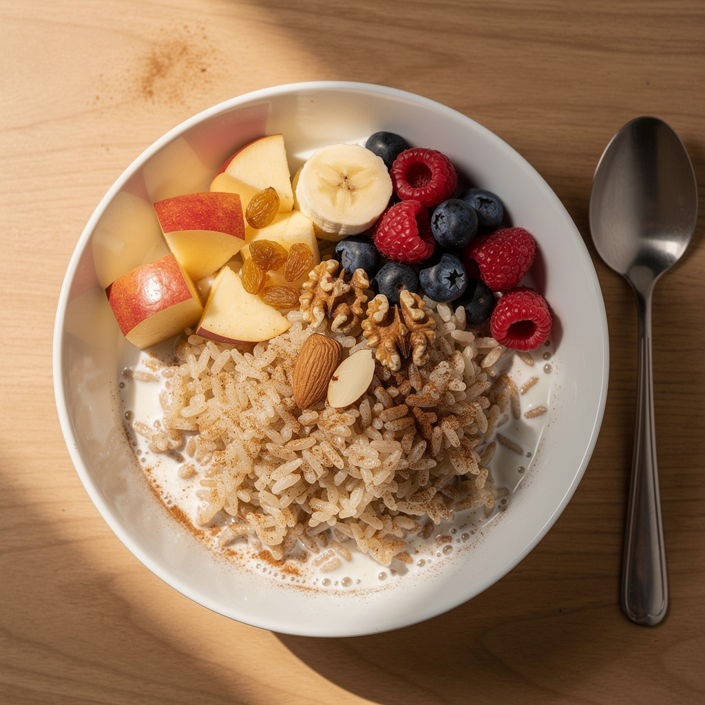 Rice Bowl Breakfast with Fruit and Nuts