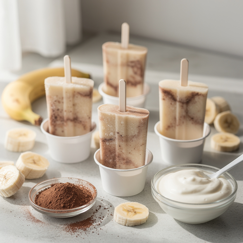 Banana Cocoa Yogurt Pops