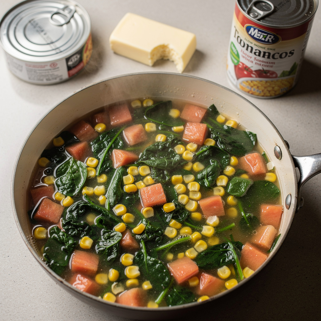 Spinach, Tomatoes, and Corn