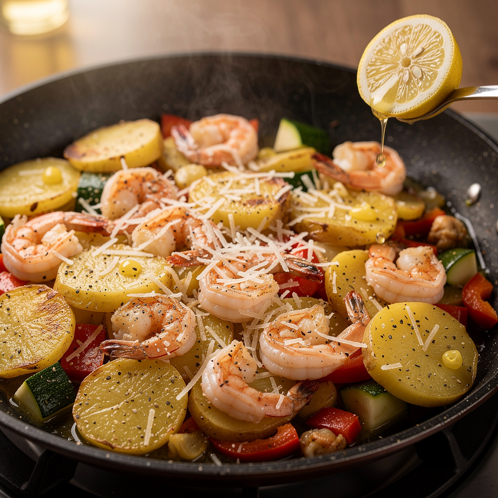 Yellow Potato and Red Pepper Shrimp Sauté