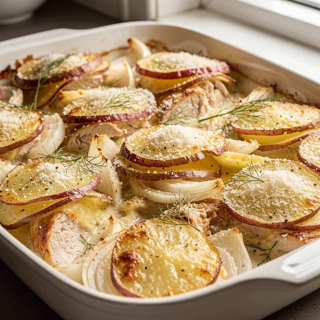 Scalloped Potatoes and Chicken with Fennel