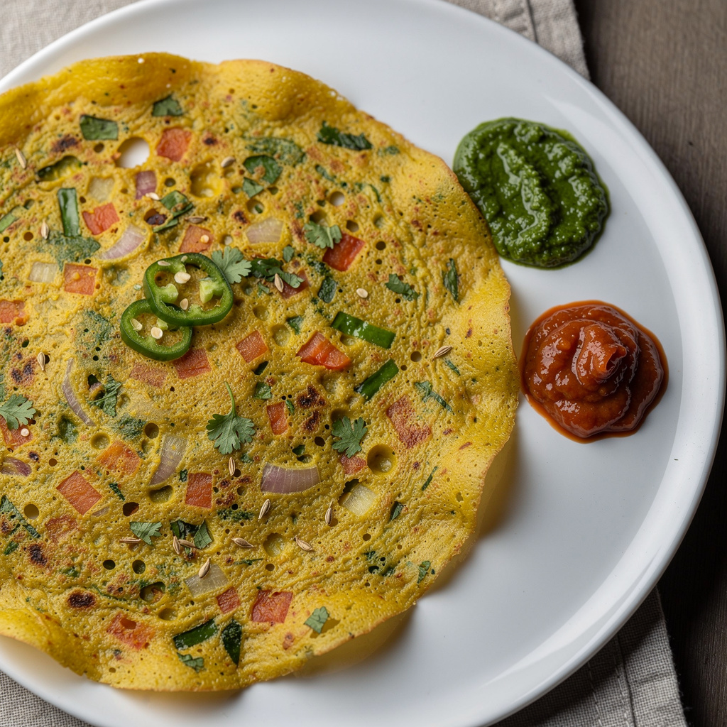 Savory Besan Chilla with Fresh Vegetables