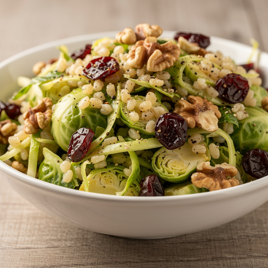 Brussel Sprouts, Cranberry, and Bulgur Salad