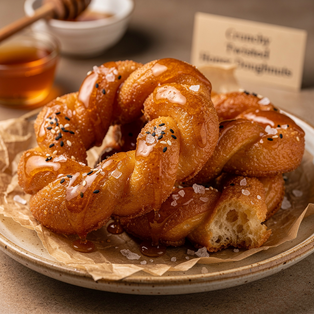 Crunchy Twisted Honey Doughnuts