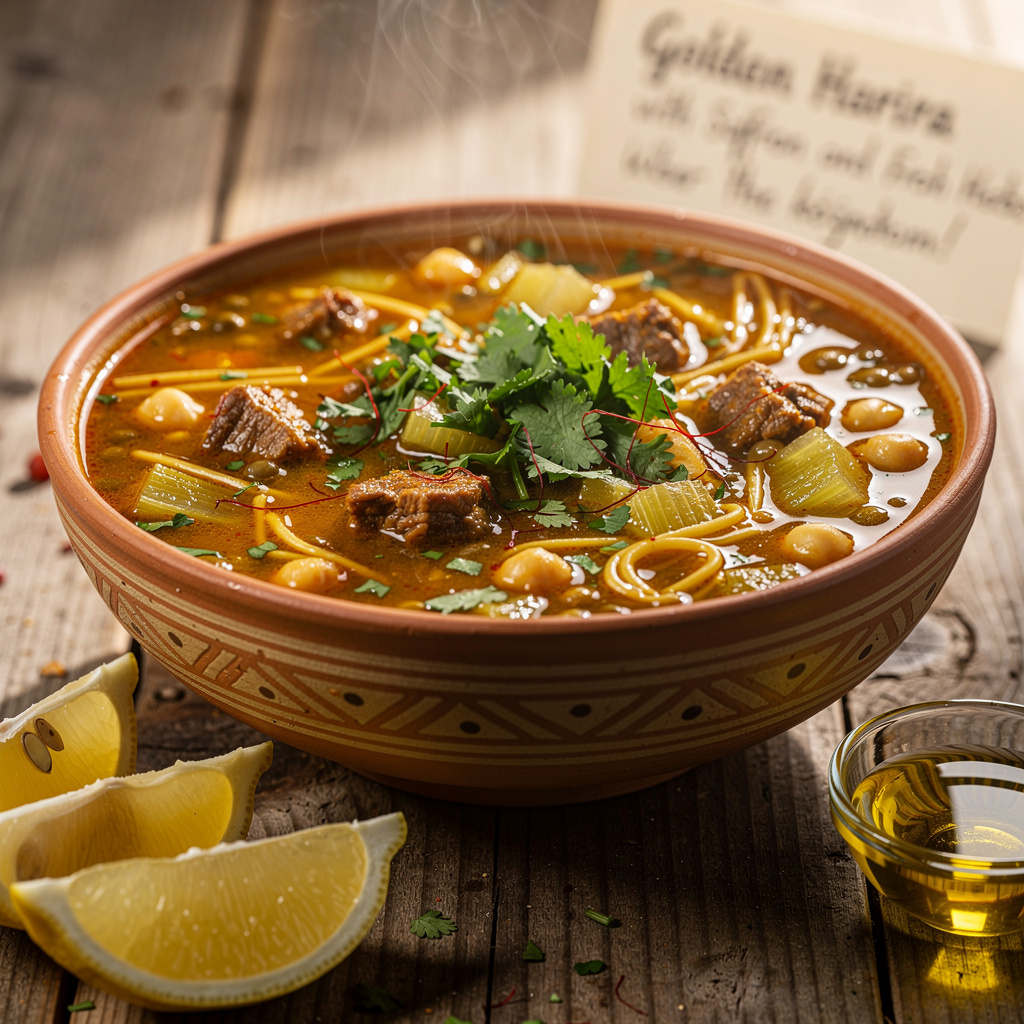 Golden Harira with Saffron and Fresh Herbs