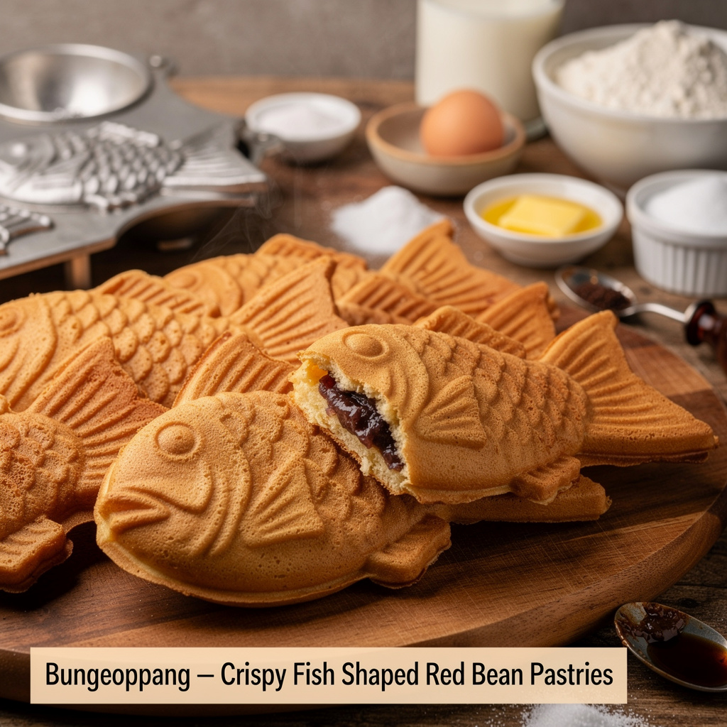 Bungeoppang — Crispy Fish-Shaped Red Bean Pastries