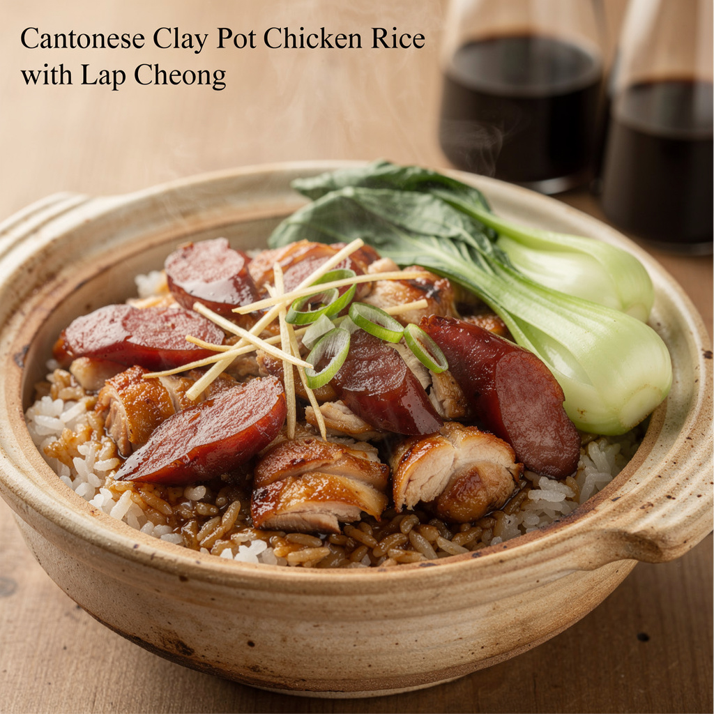 Cantonese Clay Pot Chicken Rice with Lap Cheong